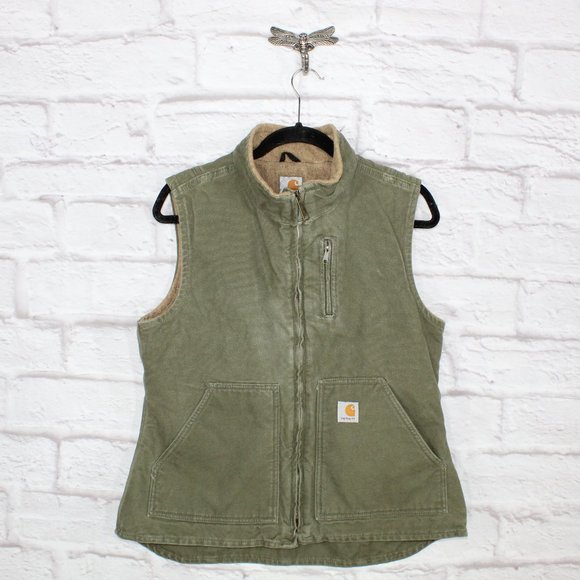 Carhartt Jackets & Blazers - Carhartt Womens Green Cotton Zip Up Lined Vest Size M